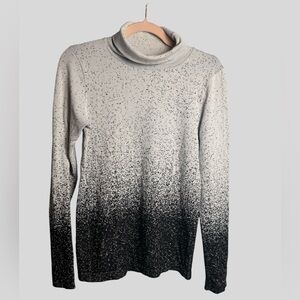 Athleta Black and White Speckled Turtleneck Sweater